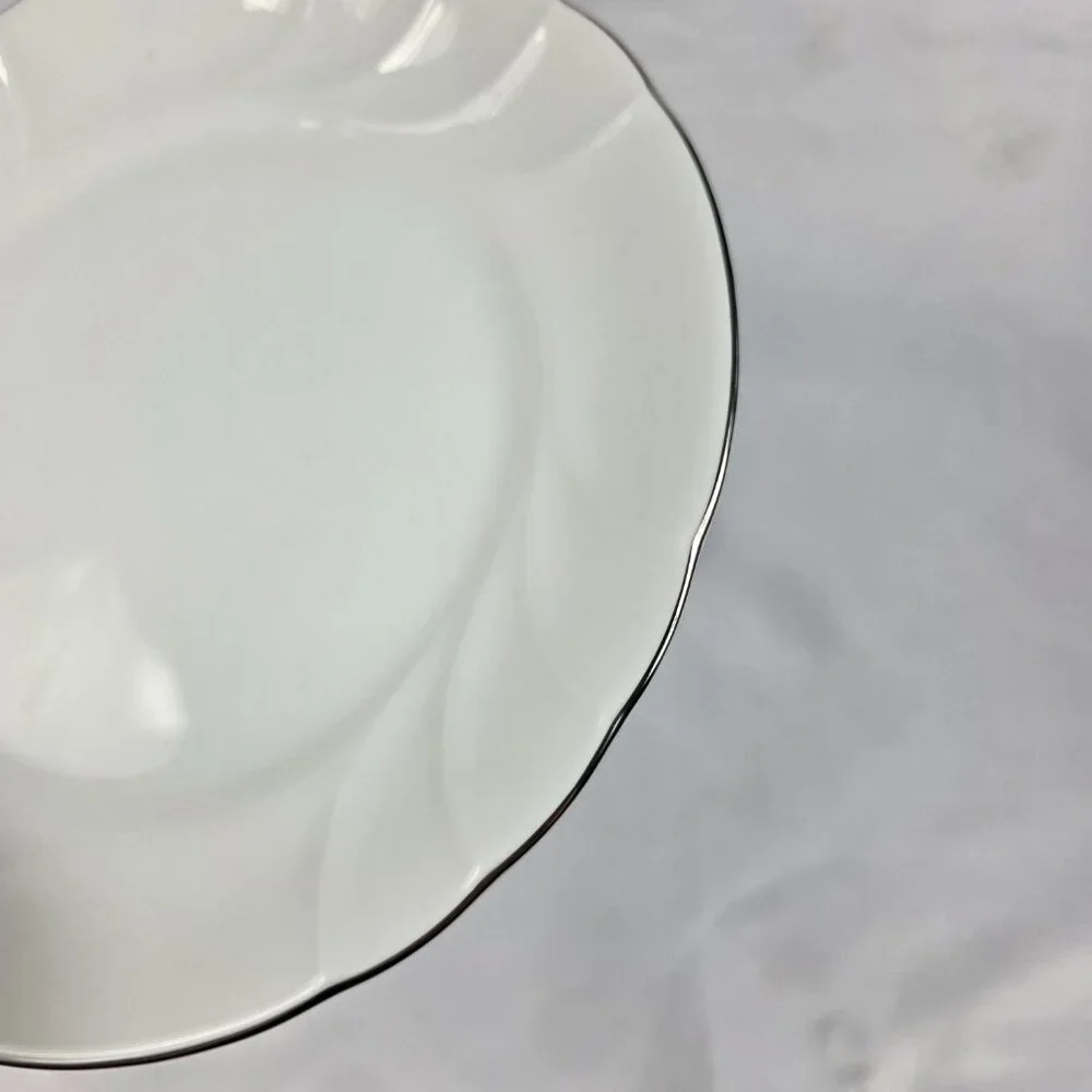 TWO Mikasa Wedding Band Platinum Salad Plates Swirled Platinum Trim